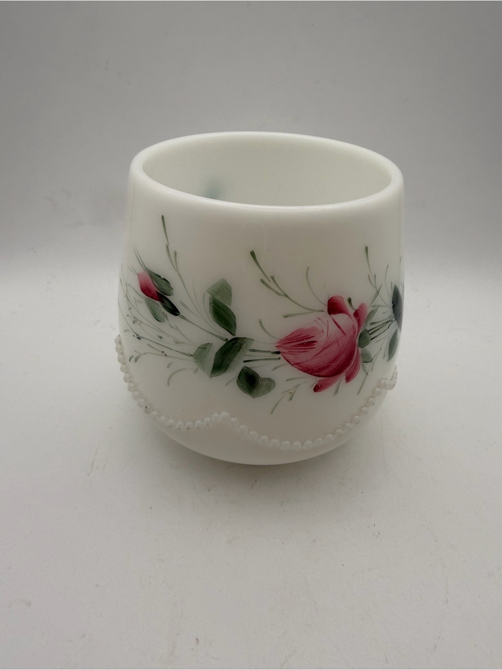 Antique 1906 Heisey Glass Co #1295 Beaded milk glass bowl